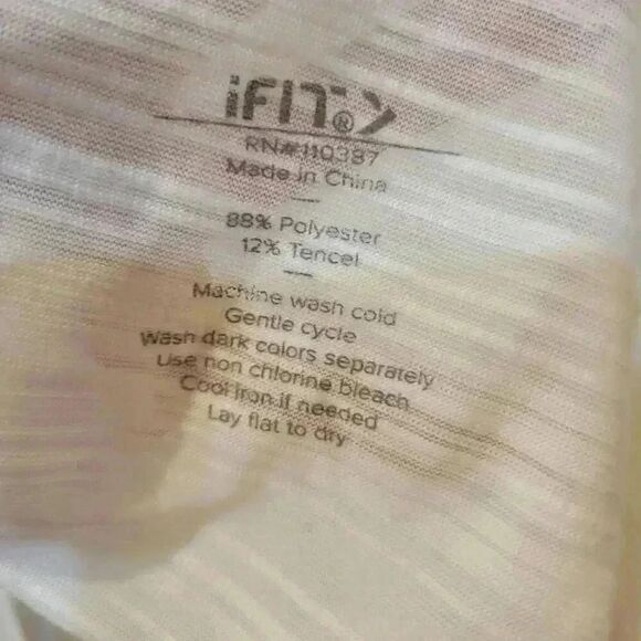 IFIT Women's Ivory Poly/Tencel Short Sleeve V-Back Slit Back T-shirt - Picture 11 of 11